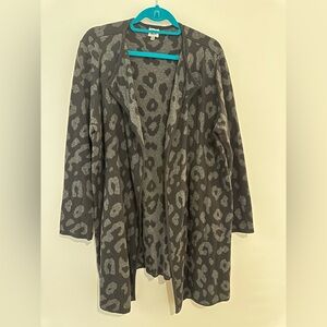 Anne Klein Gray and Black Long Cardigan